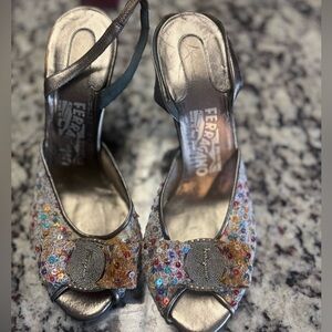 Salvatore Ferragamo Multicolor Sequin Heels